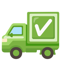 delivery truck and check mark button
