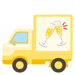 delivery truck and clinking glasses