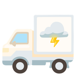delivery truck and cloud with lightning