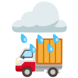delivery truck and cloud with rain