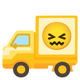 delivery truck and confounded face