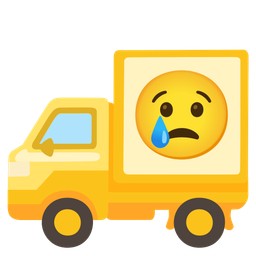delivery truck and crying face