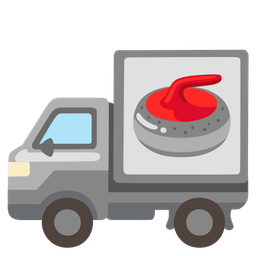 delivery truck and curling stone