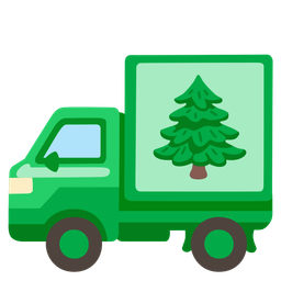 delivery truck and evergreen tree