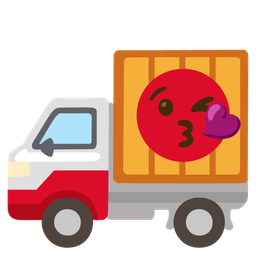 Delivery truck and Face blowing a kiss