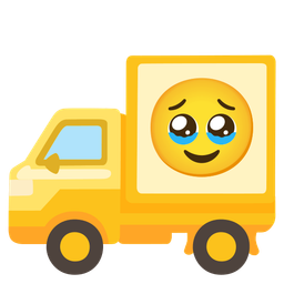 delivery truck and face holding back tears