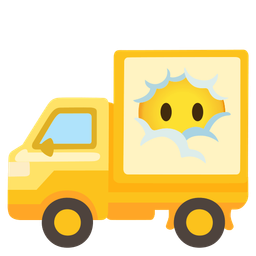 delivery truck and face in clouds