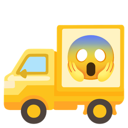delivery truck and face screaming in fear