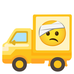 delivery truck and face with head-bandage