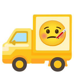 delivery truck and face with thermometer