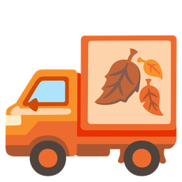 delivery truck and fallen leaf