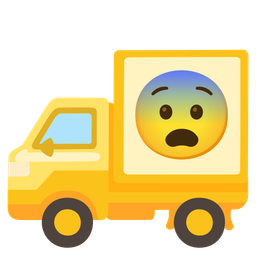 delivery truck and fearful face