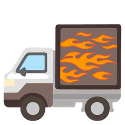 delivery truck and fire