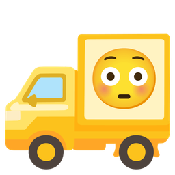 delivery truck and flushed face
