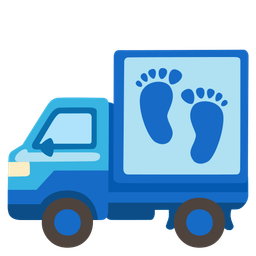 delivery truck and footprints