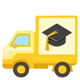 delivery truck and graduation cap