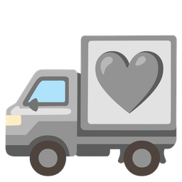 delivery truck and grey heart