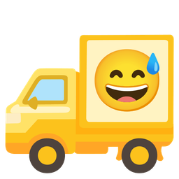 Delivery truck and Grinning face with sweat