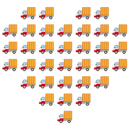 delivery truck and heart suit