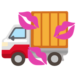 delivery truck and kiss mark