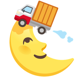 delivery truck and last quarter moon face