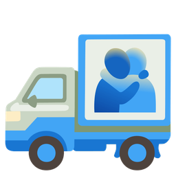 delivery truck and people hugging