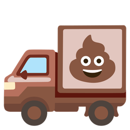 delivery truck and pile of poo