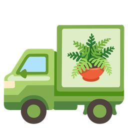 delivery truck and potted plant