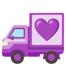 delivery truck and purple heart