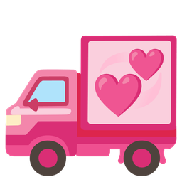 delivery truck and revolving hearts