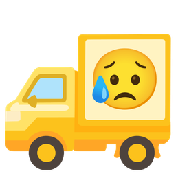 delivery truck and sad but relieved face
