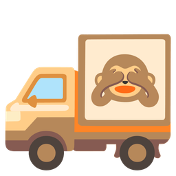 delivery truck and see-no-evil monkey
