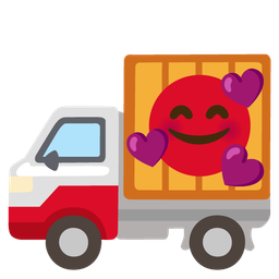 Delivery truck and Smiling face with hearts