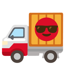 delivery truck and smiling face with sunglasses