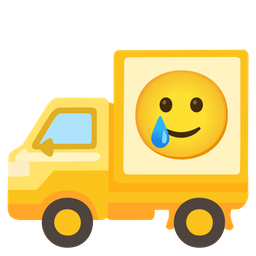 Delivery truck and Smiling face with tear