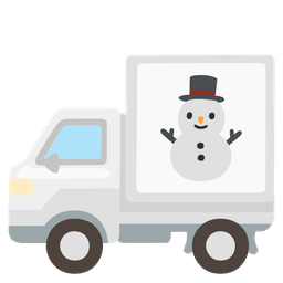 delivery truck and snowman without snow