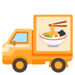 delivery truck and steaming bowl