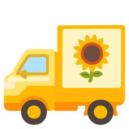delivery truck and sunflower