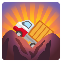 delivery truck and sunrise over mountains