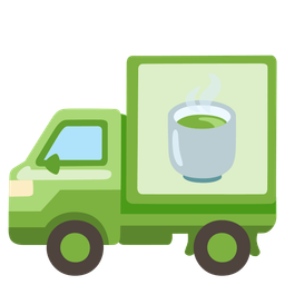 delivery truck and teacup without handle