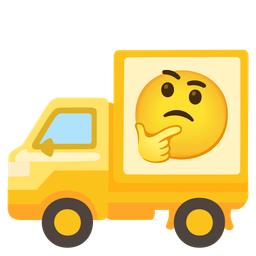 delivery truck and thinking face