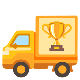delivery truck and trophy