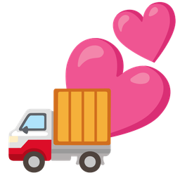delivery truck and two hearts
