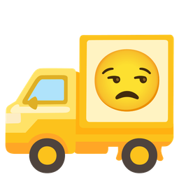 delivery truck and unamused face