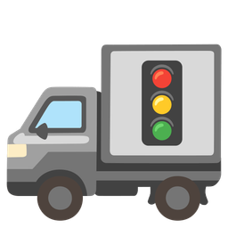 delivery truck and vertical traffic light