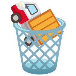 delivery truck and wastebasket