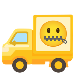 delivery truck and zipper-mouth face