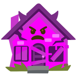 Derelict house and Angry face with horns