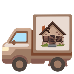 Derelict house and Delivery truck