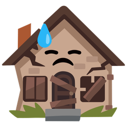 Derelict house and Downcast face with sweat